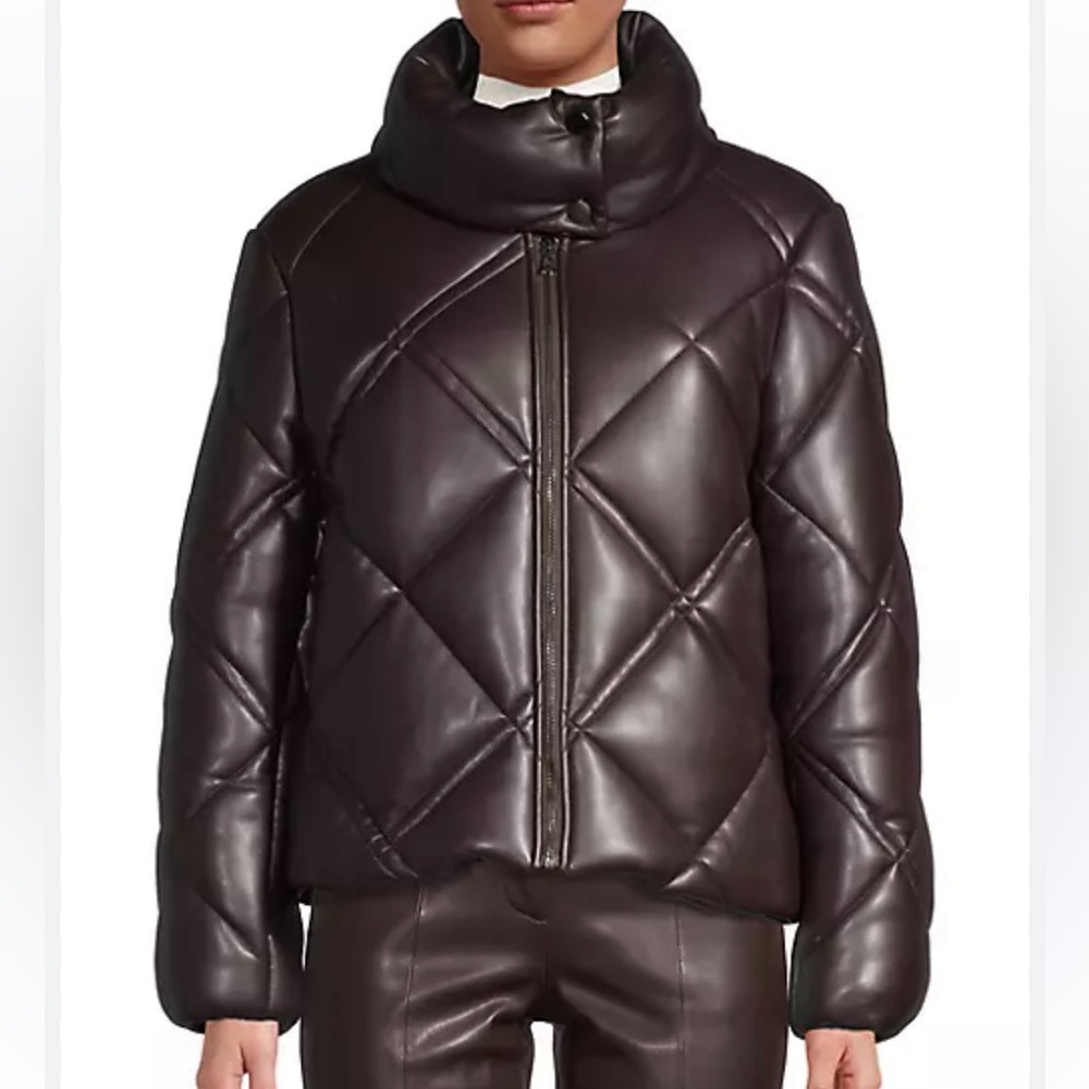 NEW WITH TAGS Milly Vegan Leather Quilted Puffer Coat